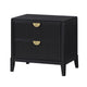 California King Bedroom Set, Black and Gold, 2 Piece Set with Nightstand