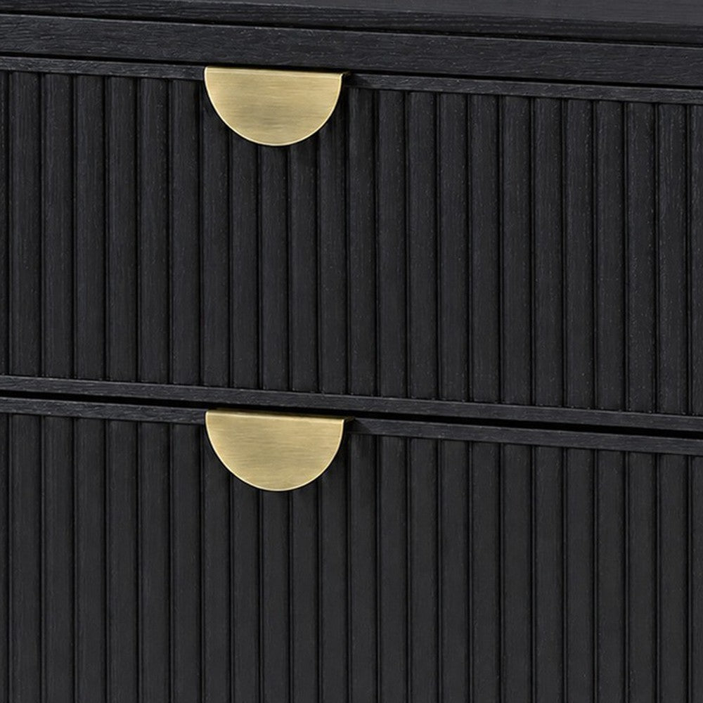 California King Bedroom Set, Black and Gold, 2 Piece Set with Nightstand
