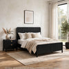 California King Bedroom Set, Black and Gold, 2 Piece Set with Nightstand