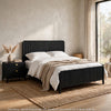 California King Bedroom Set, Black and Gold, 2 Piece Set with Nightstand