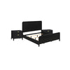 California King Bedroom Set, Black and Gold, 3 Piece Set with 2 Nightstands