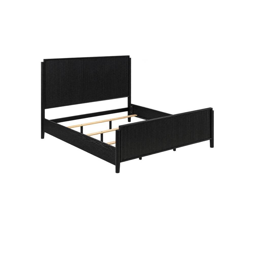 California King Bedroom Set, Black and Gold, 3 Piece Set with 2 Nightstands