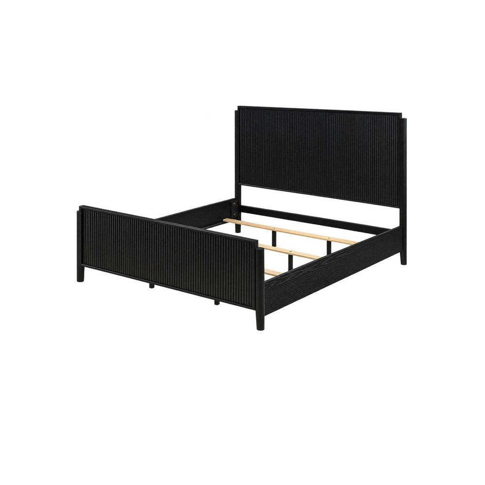 California King Bedroom Set, Black and Gold, 3 Piece Set with 2 Nightstands