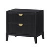 California King Bedroom Set, Black and Gold, 3 Piece Set with 2 Nightstands