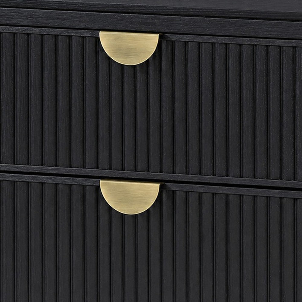 California King Bedroom Set, Black and Gold, 3 Piece Set with 2 Nightstands
