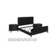 California King Bedroom Set, Black and Gold, 3 Piece Set with 2 Nightstands