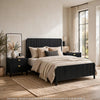California King Bedroom Set, Black and Gold, 3 Piece Set with 2 Nightstands