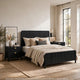 California King Bedroom Set, Black and Gold, 3 Piece Set with 2 Nightstands