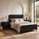 California King Bedroom Set, Black and Gold, 3 Piece Set with 2 Nightstands
