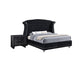 Queen Bedroom Set, Upholstered Design, Black, 2 Piece Set with Nightstand