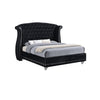 Queen Bedroom Set, Upholstered Design, Black, 2 Piece Set with Nightstand