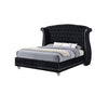 Queen Bedroom Set, Upholstered Design, Black, 2 Piece Set with Nightstand