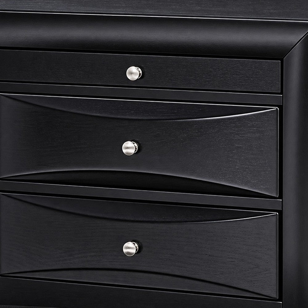 Queen Bedroom Set, Upholstered Design, Black, 2 Piece Set with Nightstand