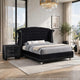 Queen Bedroom Set, Upholstered Design, Black, 2 Piece Set with Nightstand