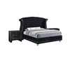 Queen Bedroom Set, Upholstered, Black, 3 Piece Set with 2 Nightstands
