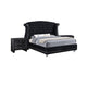 Queen Bedroom Set, Upholstered, Black, 3 Piece Set with 2 Nightstands