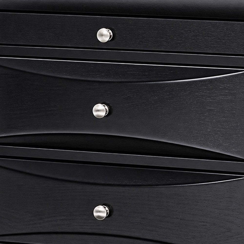 Queen Bedroom Set, Upholstered, Black, 3 Piece Set with 2 Nightstands