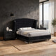 Queen Bedroom Set, Upholstered, Black, 3 Piece Set with 2 Nightstands