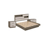 King Bedroom Set, Storage Gray and Nickel, 3 Piece Set with 2 Nightstands