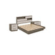 King Bedroom Set, Storage Gray and Nickel, 3 Piece Set with 2 Nightstands