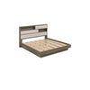 King Bedroom Set, Storage Gray and Nickel, 3 Piece Set with 2 Nightstands