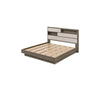 King Bedroom Set, Storage Gray and Nickel, 3 Piece Set with 2 Nightstands