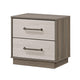 King Bedroom Set, Storage Gray and Nickel, 3 Piece Set with 2 Nightstands