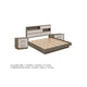 King Bedroom Set, Storage Gray and Nickel, 3 Piece Set with 2 Nightstands