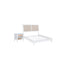 Queen Bedroom Set, White and Beige, 2 Piece Set with Nightstand