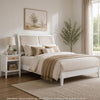 Queen Bedroom Set, White and Beige, 2 Piece Set with Nightstand