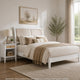 Queen Bedroom Set, White and Beige, 2 Piece Set with Nightstand