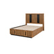King Bedroom Set, Brown and Black, 3 Piece Set with 2 Nightstands