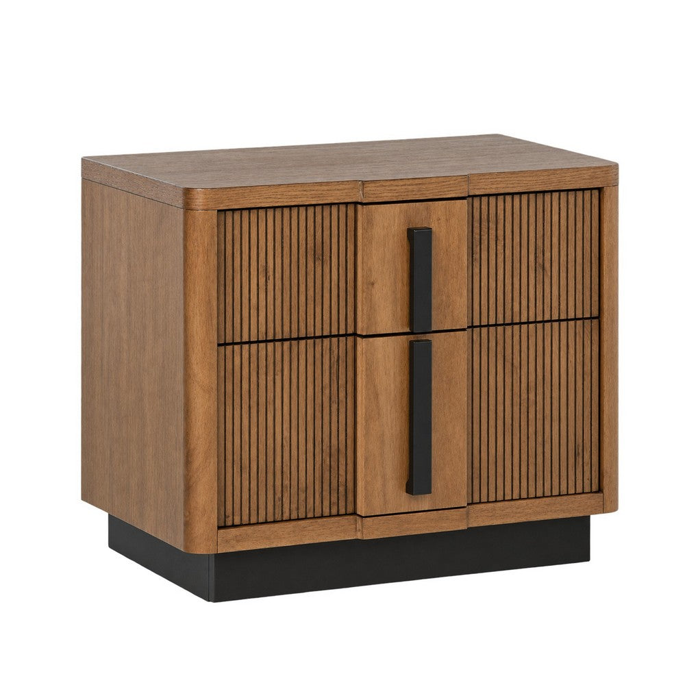 King Bedroom Set, Brown and Black, 3 Piece Set with 2 Nightstands