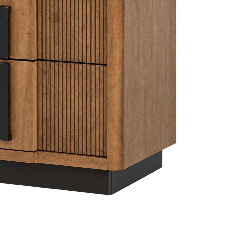 King Bedroom Set, Brown and Black, 3 Piece Set with 2 Nightstands