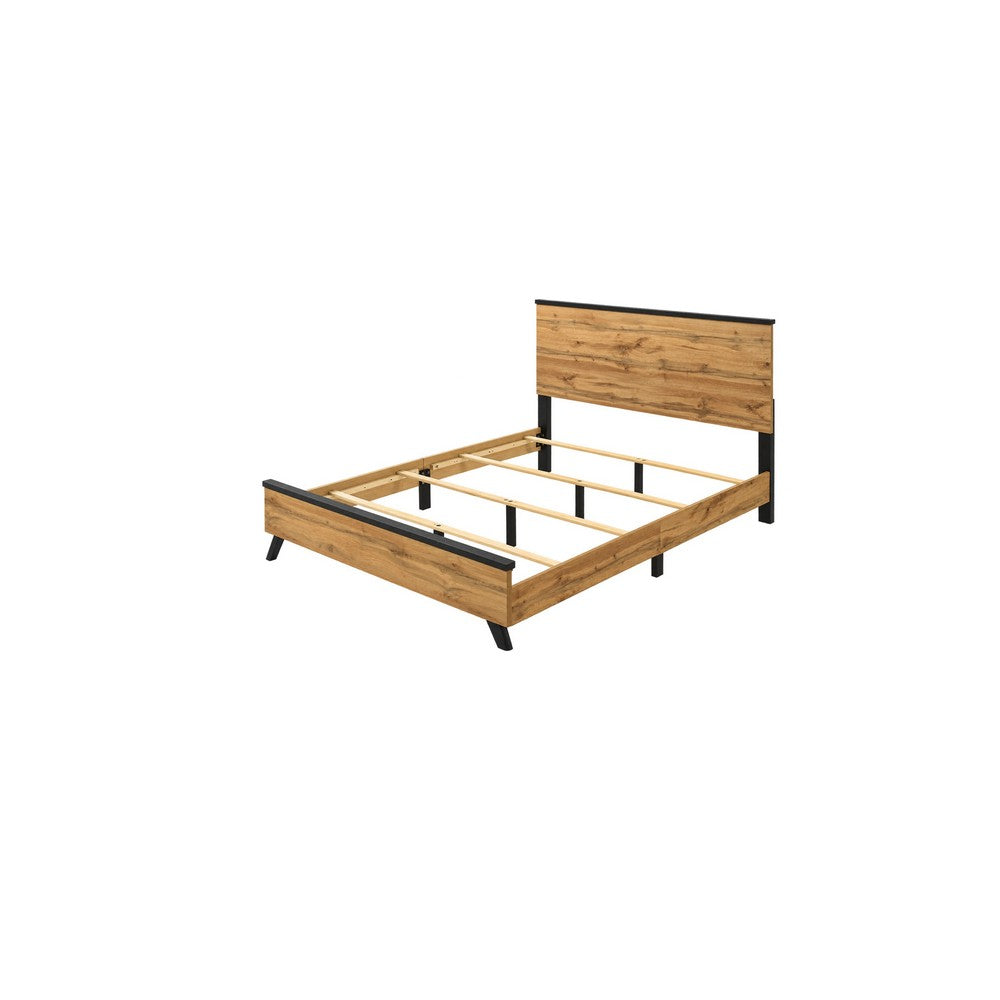 Queen Bedroom Set, Black, Dark Brown, 2 Piece Set with Nightstand
