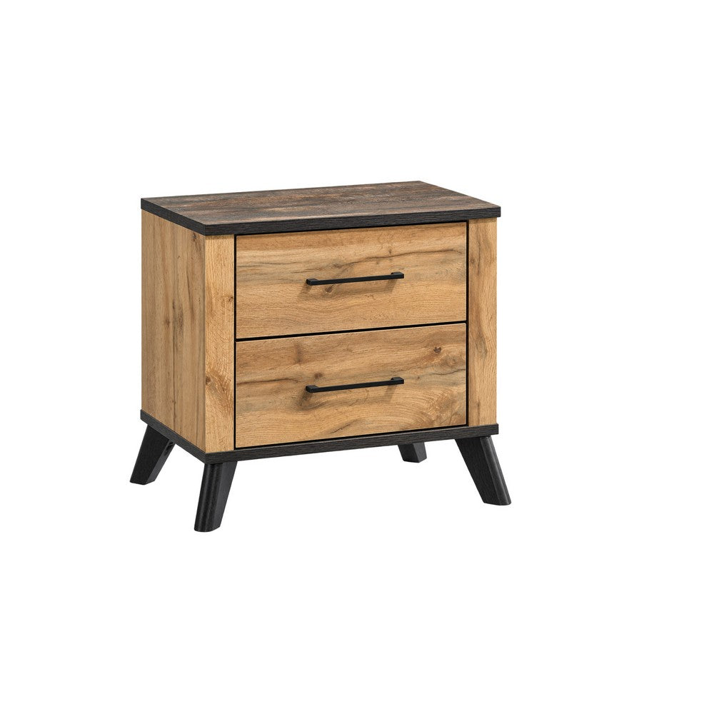 Queen Bedroom Set, Black, Dark Brown, 2 Piece Set with Nightstand