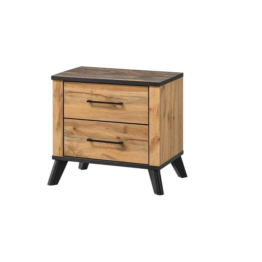 Queen Bedroom Set, Black, Dark Brown, 2 Piece Set with Nightstand