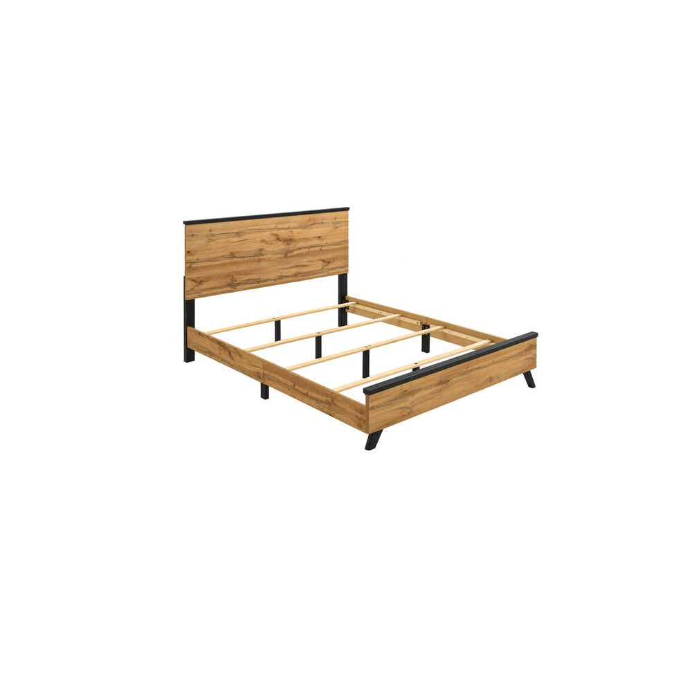Queen Bedroom Set, Black, Dark Brown, 3 Piece Set with 2 Nightstands
