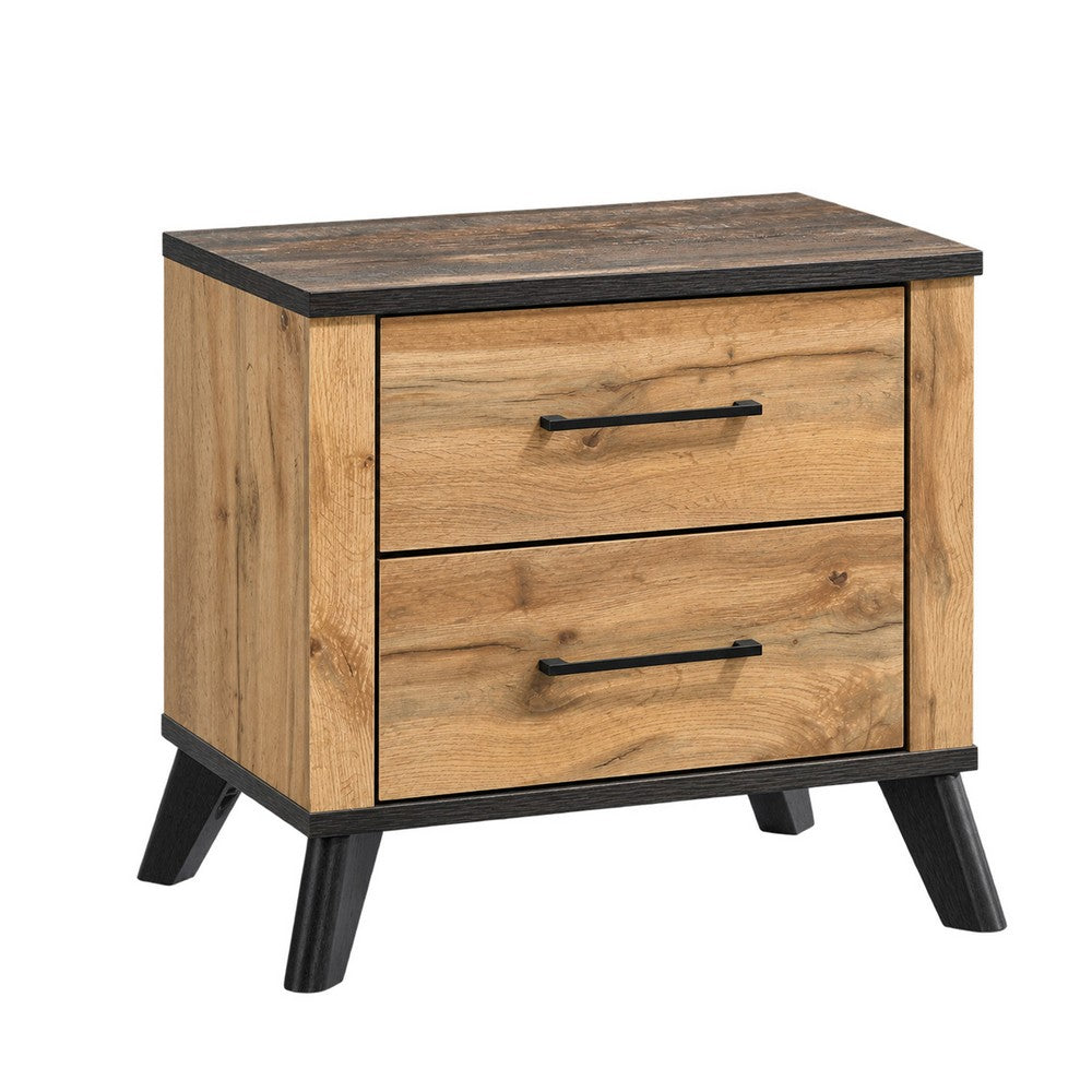 Queen Bedroom Set, Black, Dark Brown, 3 Piece Set with 2 Nightstands