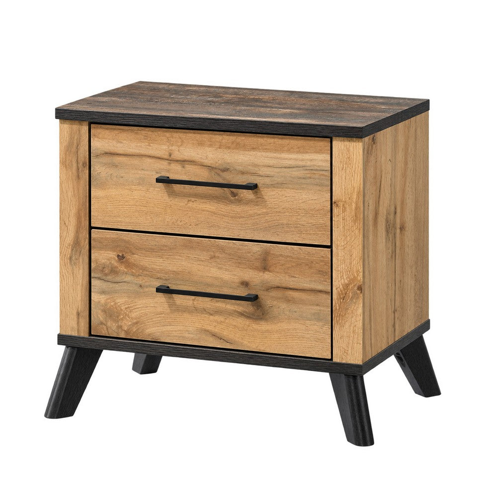 Queen Bedroom Set, Black, Dark Brown, 3 Piece Set with 2 Nightstands