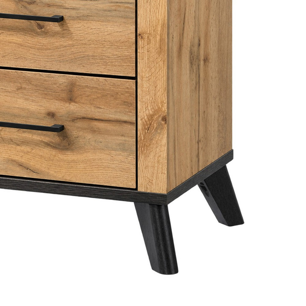 Queen Bedroom Set, Black, Dark Brown, 3 Piece Set with 2 Nightstands
