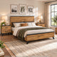 Queen Bedroom Set, Black, Dark Brown, 3 Piece Set with 2 Nightstands