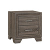 Queen Bedroom Set, Oak Brown, Silver, 2 Piece Set with Nightstand
