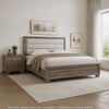 Queen Bedroom Set, Oak Brown, Silver, 2 Piece Set with Nightstand