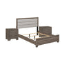 Queen Bedroom Set, Oak Brown, Silver, 3 Piece Set with 2 Nightstands