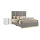 Queen Bedroom Set, Gray, Gold,  White, 3 Piece Set with 2 Nightstands