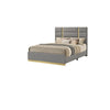 Queen Bedroom Set, Gray, Gold,  White, 3 Piece Set with 2 Nightstands
