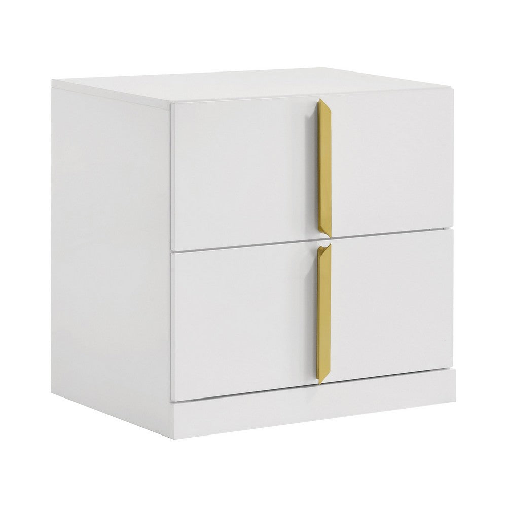 Queen Bedroom Set, Gray, Gold,  White, 3 Piece Set with 2 Nightstands
