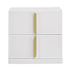 Queen Bedroom Set, Gray, Gold,  White, 3 Piece Set with 2 Nightstands