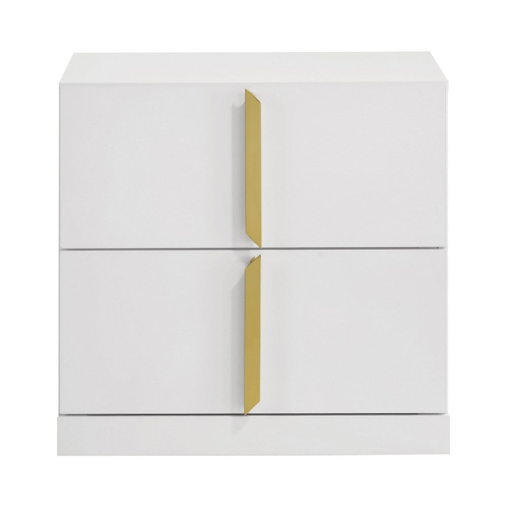 Queen Bedroom Set, Gray, Gold,  White, 3 Piece Set with 2 Nightstands